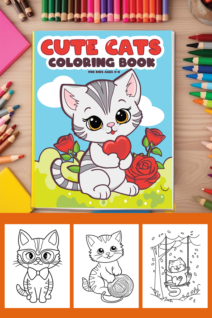 Cute Cats Coloring Book for Kids - Easy Peasy and Fun